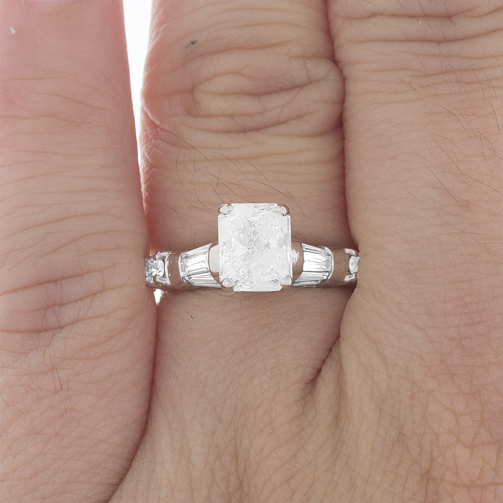 Radiant Bridal Set with Round & Baguette Shape Side Stones